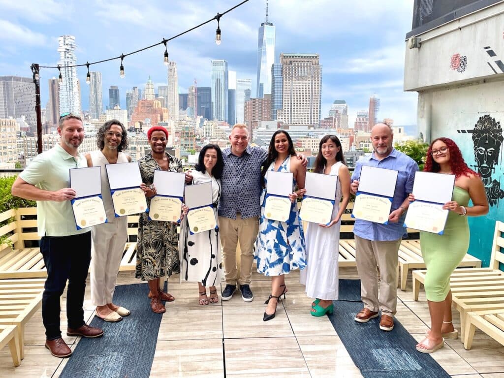 2024 Certified Reiki Practitioner graduates of NYC Reiki Center with their teacher Brian Brunius